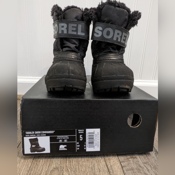 *SOLD* Sorel Commander Black Winter Snow Boots Toddler 5 - Picture 3 of 6